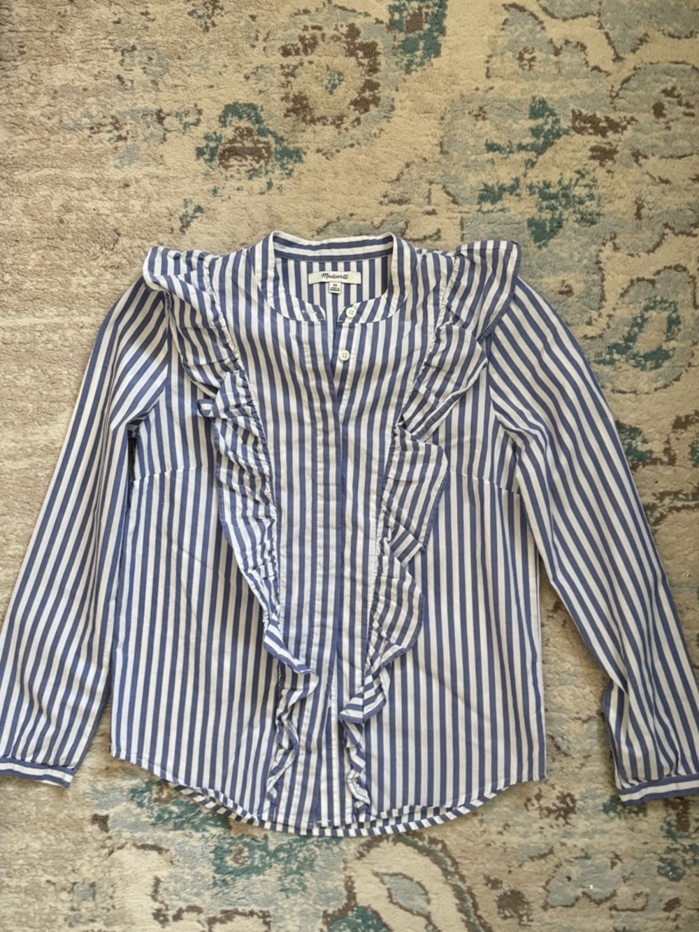 Women’s Madewell Striped Button Ruffle Top